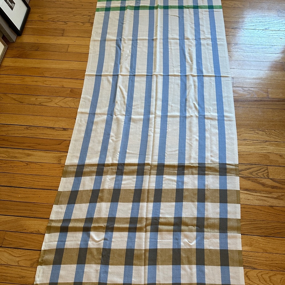 Etro Blue, Green and Camel Brown on cream Scarf